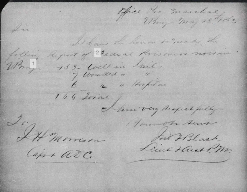 Report on the Number of Federal Prisoners in Vicksburg May 1863 | Siege ...