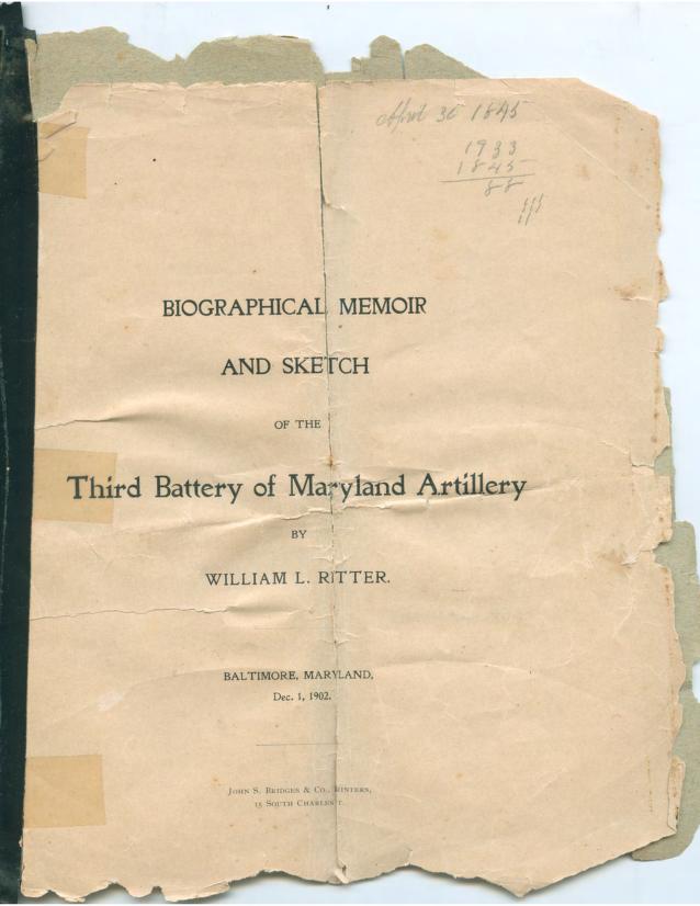 Ritter's Battery, 3rd Maryland Artillery, CSA | Regimental Histories ...